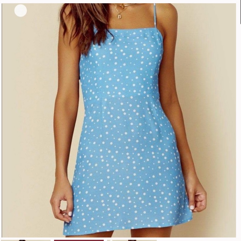 Blue Life Day Party Mini Dress Blue Polka Dot size medium